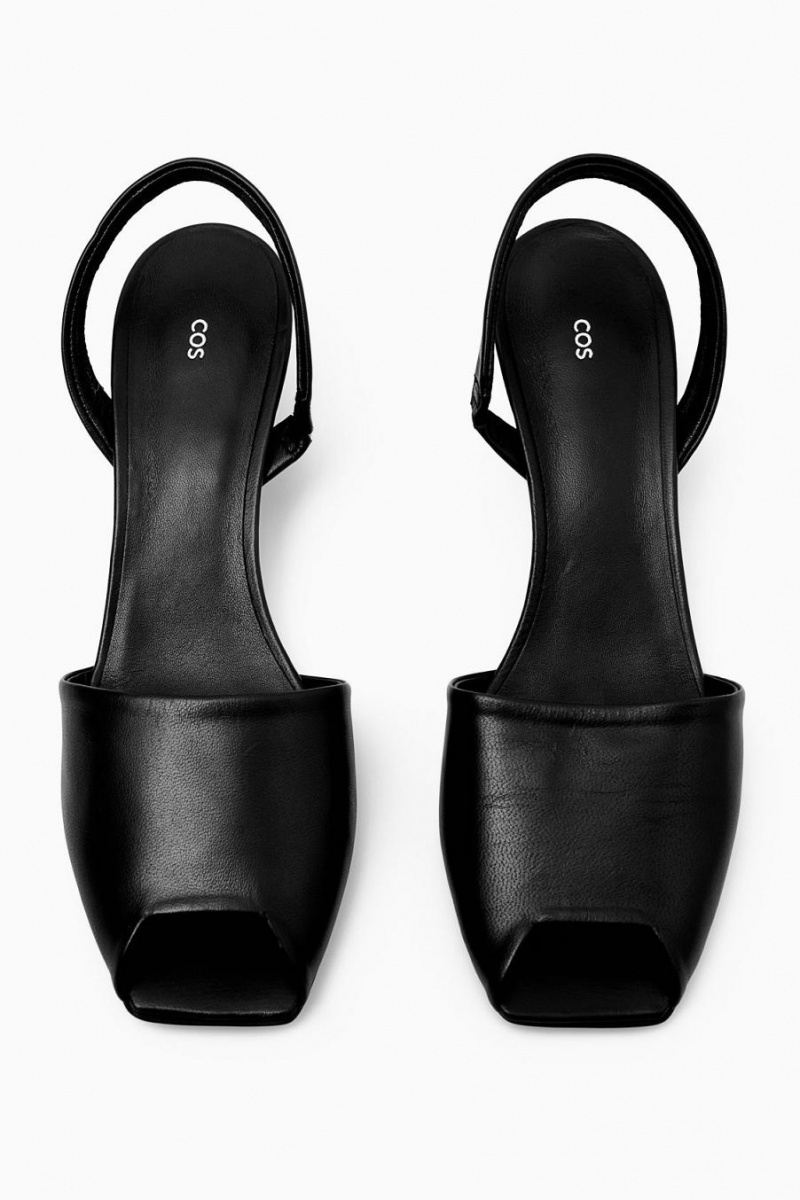 Sandalias COS Destalonadas Cuero Mujer Negros | 42386MLQW