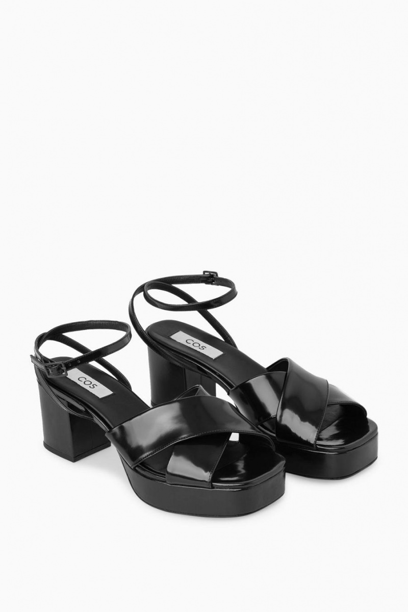 Sandalias COS Plataforma Tacón Mujer Negros | 34178LVYG