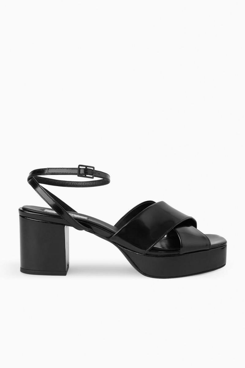 Sandalias COS Plataforma Tacón Mujer Negros | 34178LVYG