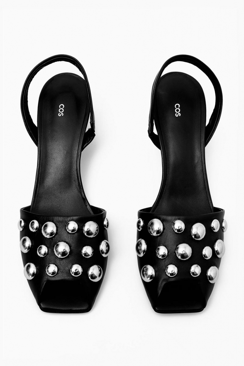 Sandalias COS Studded Destalonadas Cuero Mujer Negros | 27583KLMA