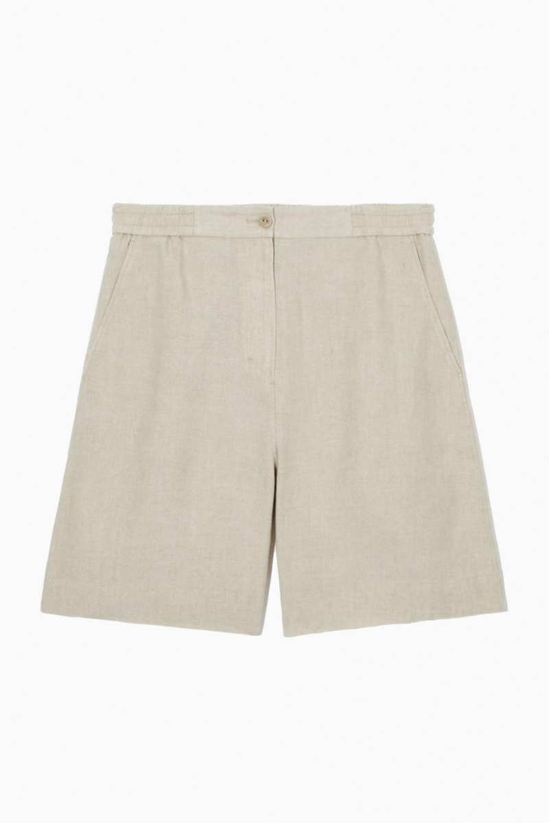 Short COS Elasticated Linen Mujer Beige Claro | 47153RDYG