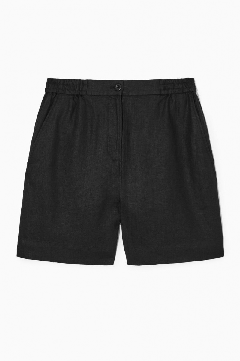 Short COS Elasticated Linen Mujer Negros | 50837KMSP