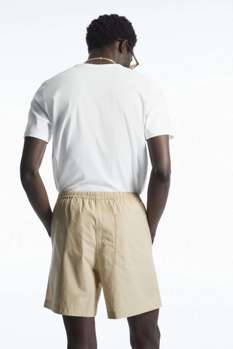 Short COS Elasticated Poplin Hombre Beige | 48570WUDG