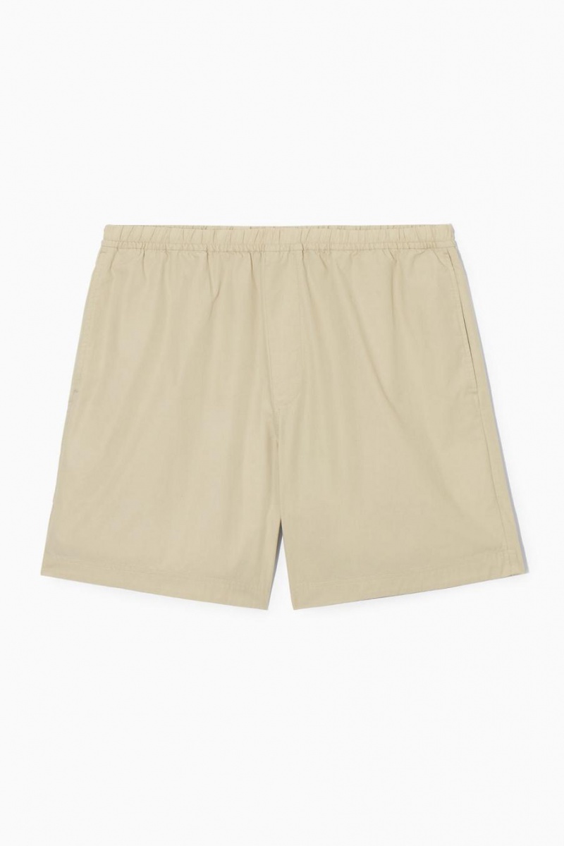 Short COS Elasticated Poplin Hombre Beige | 48570WUDG