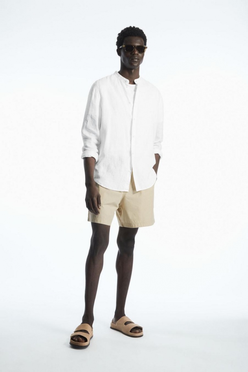 Short COS Elasticated Poplin Hombre Beige | 48570WUDG