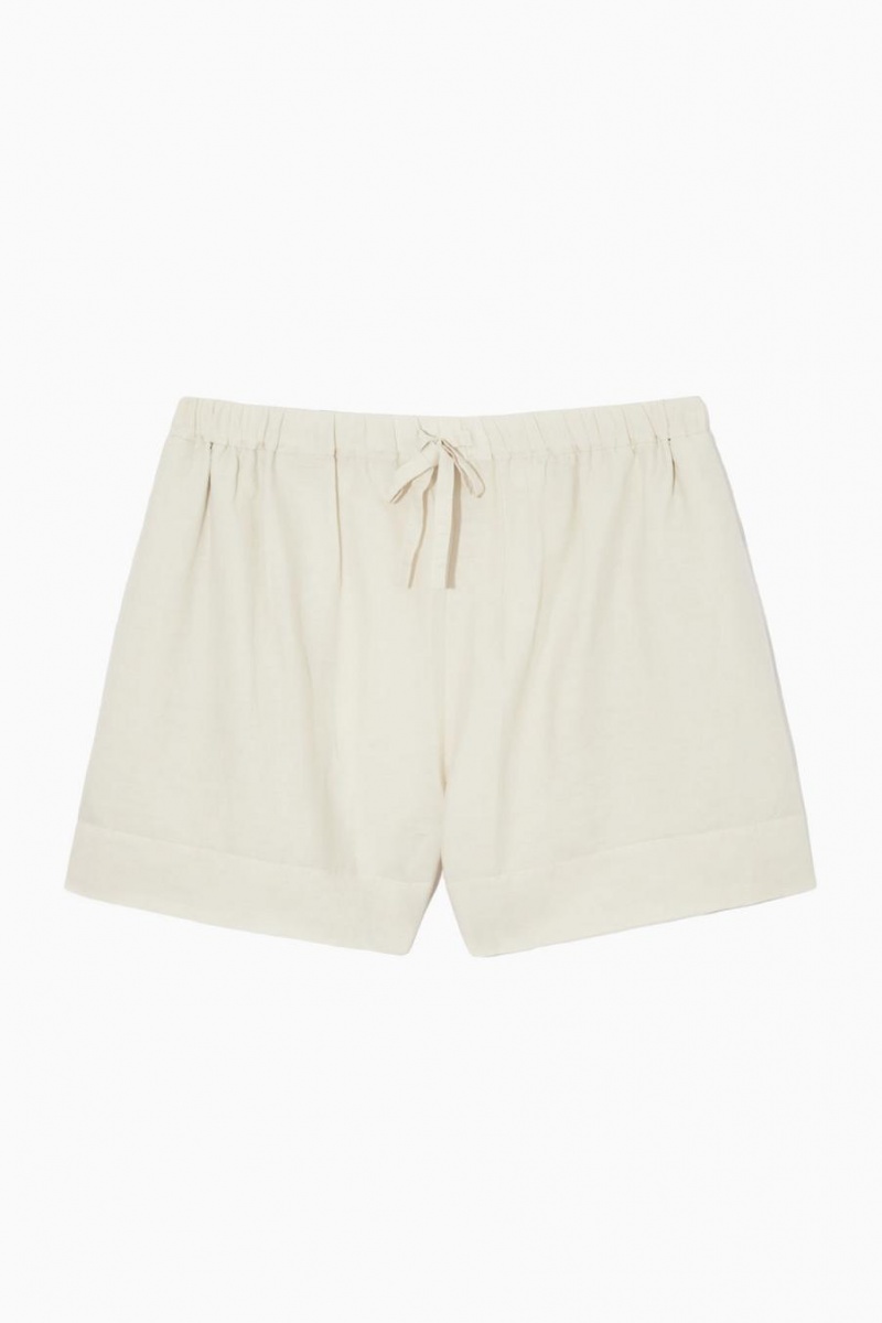 Short COS Linen Drawstring Mujer Blancos | 80275RUQT