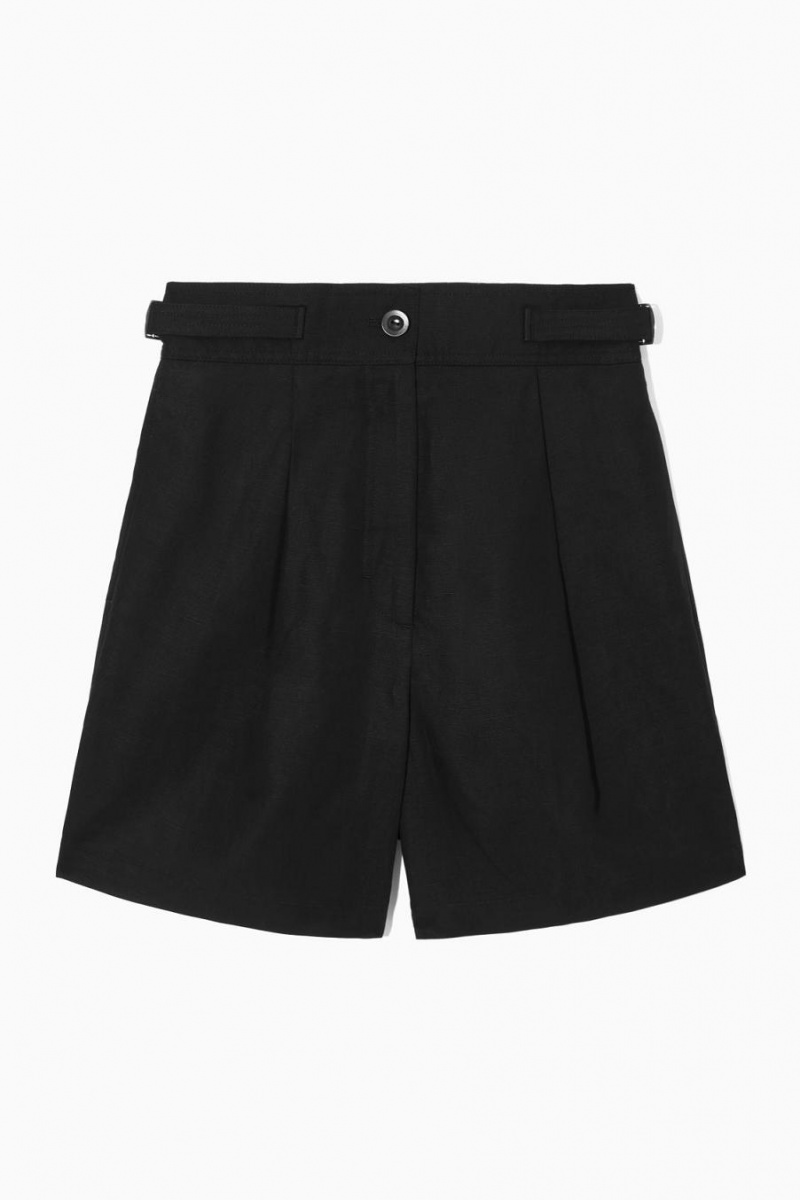 Short COS Plisado Linen-blend Utility Mujer Negros | 20734NDWS