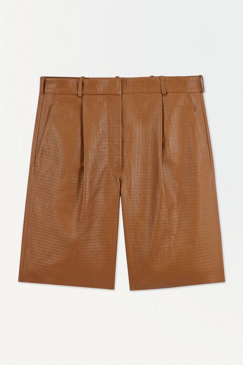 Short COS The Embossed-leather Bermuda Mujer Marrom | 86920USTG