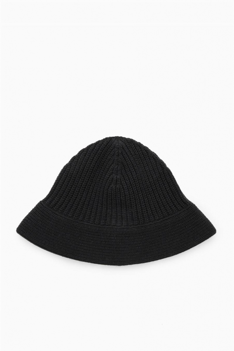 Sombrero COS De Punto Merino Lana Bucket Hombre Negros | 35762DSBU