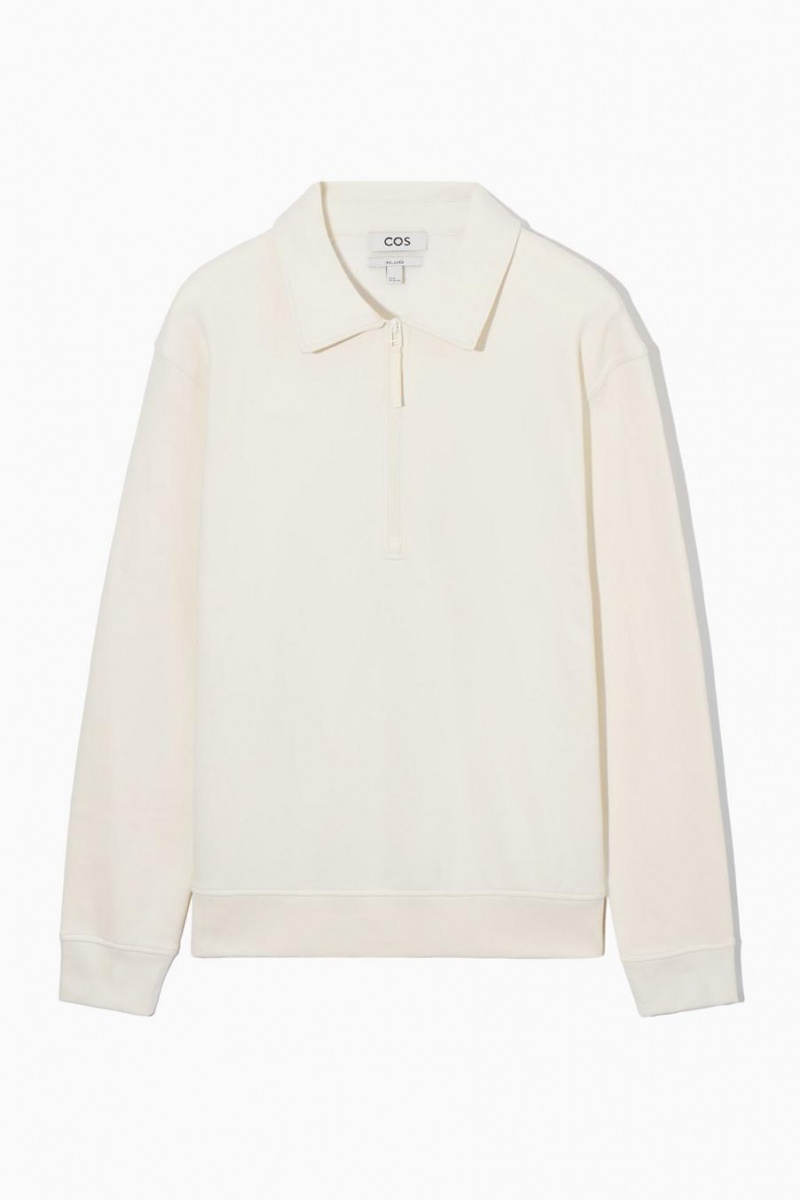 Sudadera COS Collared Half-zip Hombre Creme | 73269AHFT