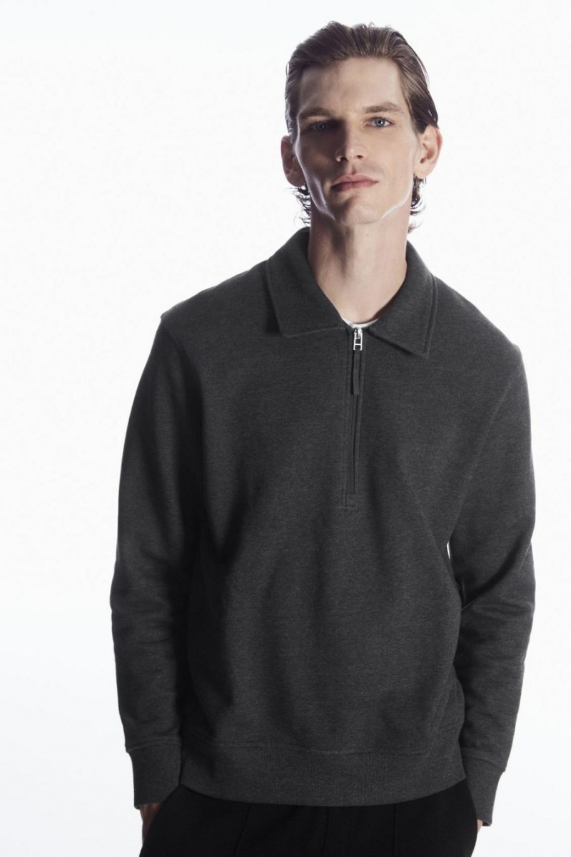 Sudadera COS Collared Half-zip Hombre Grises Oscuro | 28016PSMD