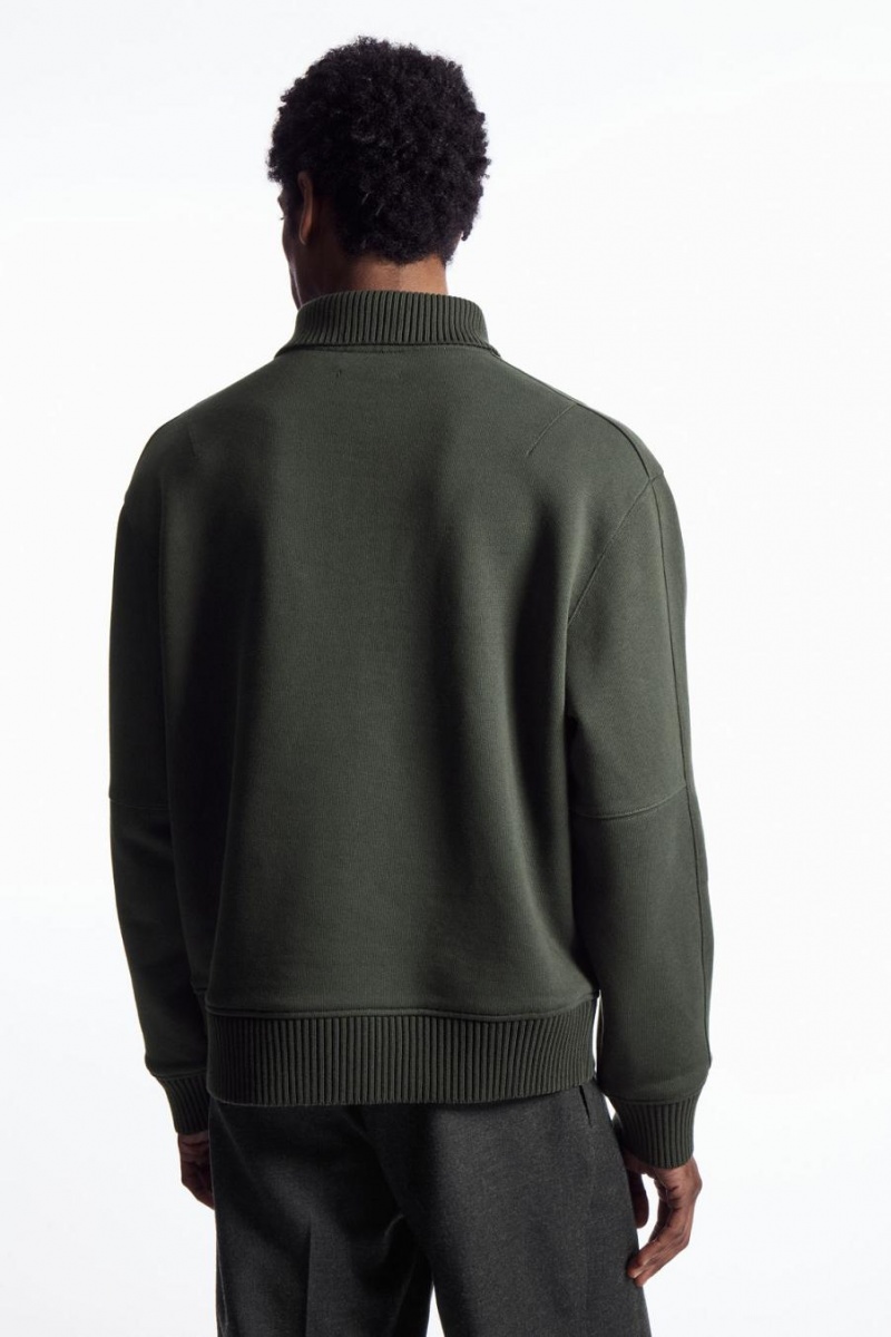 Sudadera COS Funnel-neck Half-zip Hombre Verdes Oscuro | 19528PASB