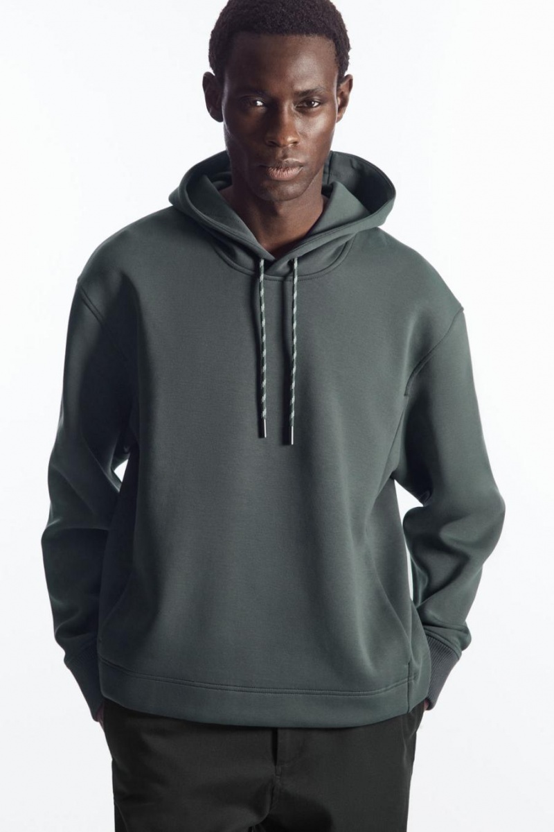 Sudadera con Capucha COS Relaxed-fit Scuba Hombre Verdes Oscuro | 76831QZBR