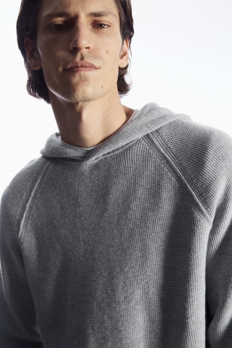 Sudadera con Capucha COS Waffle-knit Cashmere-blend Hombre Grises | 40386JWNP