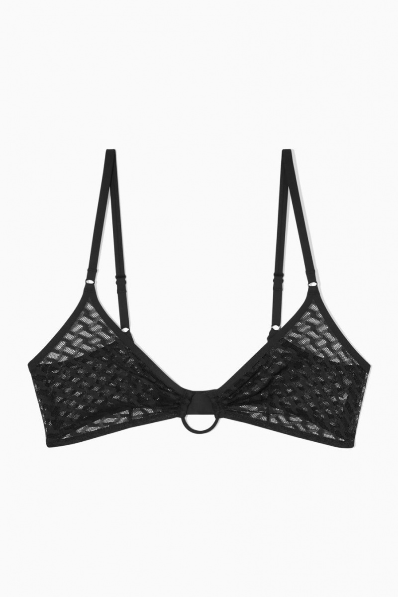 Sujetador COS Geometric Mesh Soft-cup U-wire Mujer Negros | 85704OJCQ