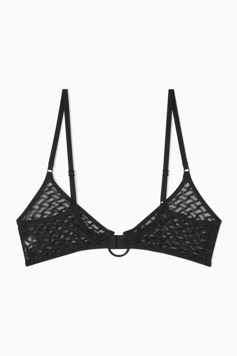 Sujetador COS Geometric Mesh Soft-cup U-wire Mujer Negros | 85704OJCQ