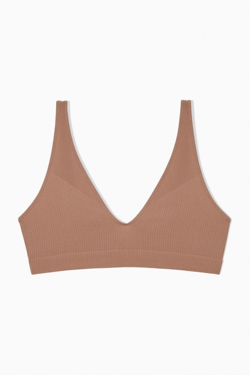 Sujetador COS Seamless Acanalado Mujer Beige Oscuro | 90235AVOE