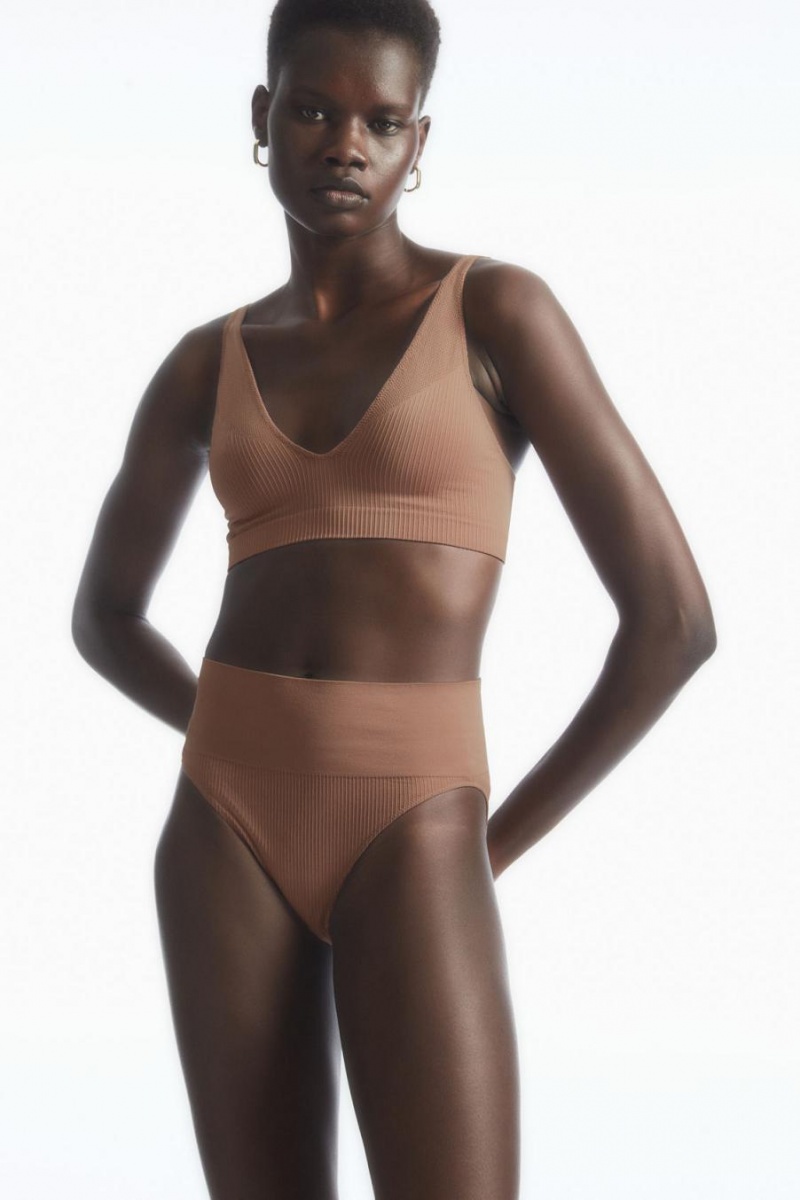 Sujetador COS Seamless Acanalado Mujer Beige Oscuro | 90235AVOE