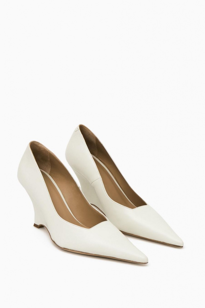 Tacones COS Pointed Cuero Wedge Mujer Creme | 19583LFEV