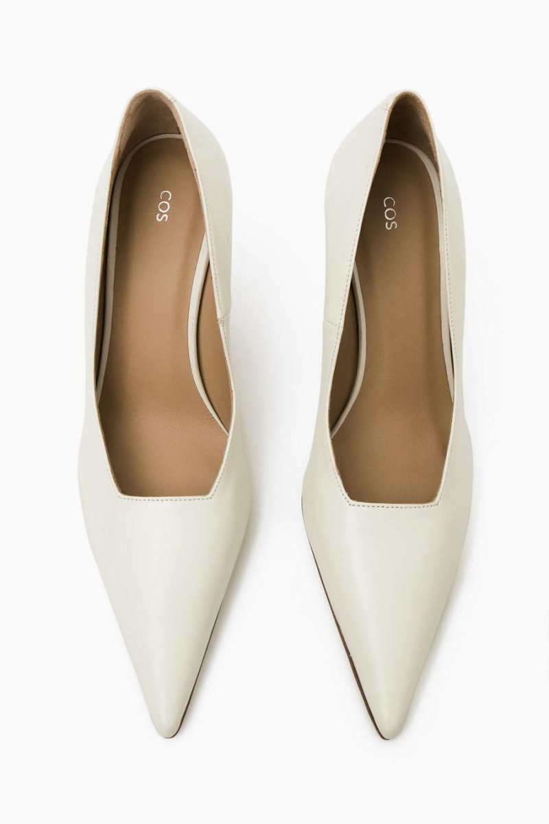 Tacones COS Pointed Cuero Wedge Mujer Creme | 19583LFEV