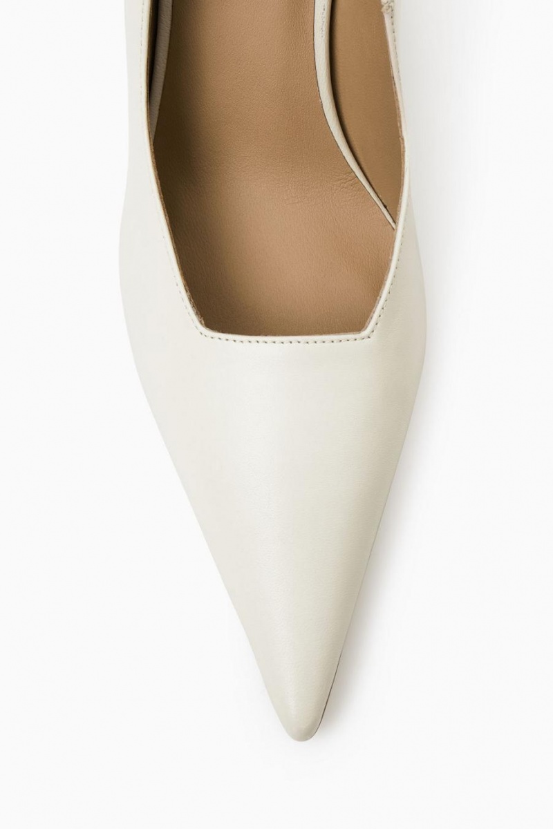 Tacones COS Pointed Cuero Wedge Mujer Creme | 19583LFEV