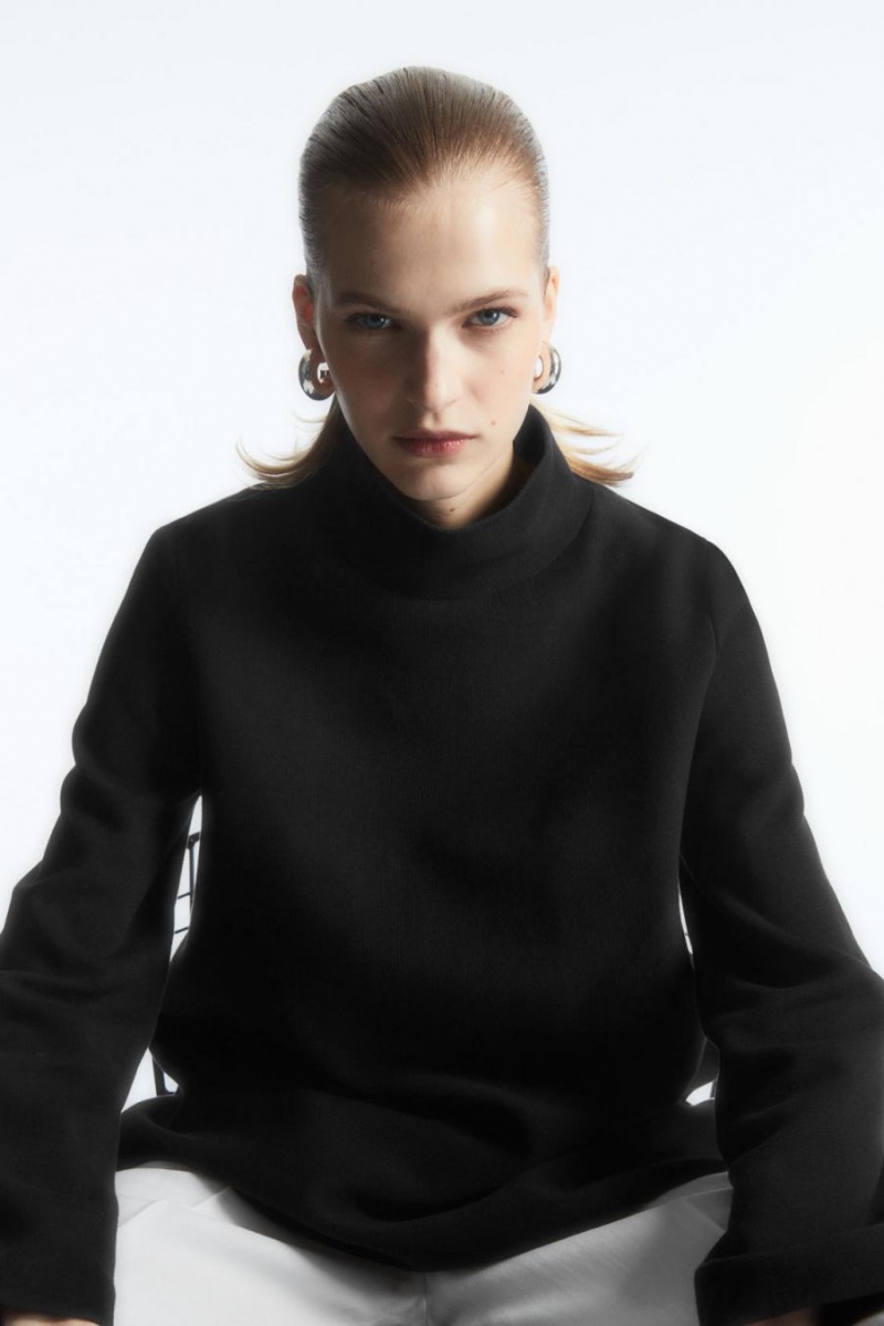 Top COS A-line Funnel-neck Mujer Negros | 84075UOVA