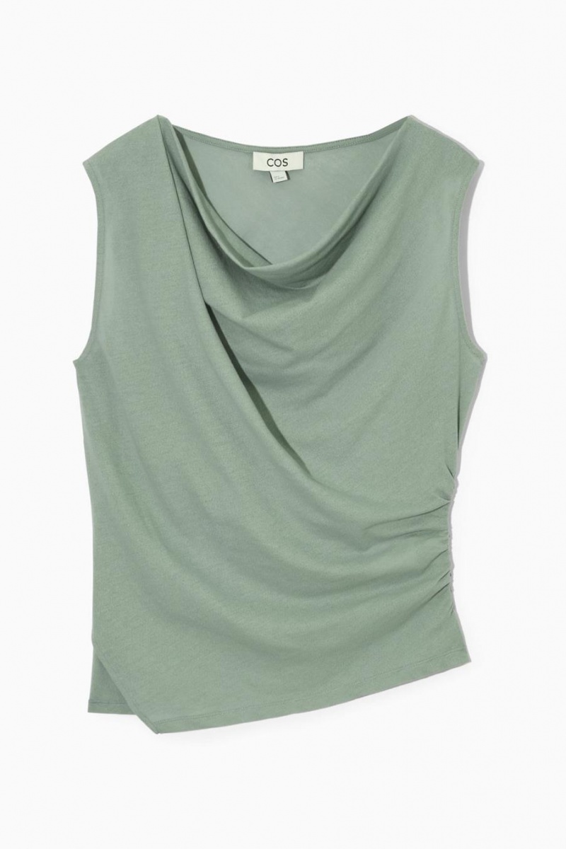 Top COS Asymmetric Draped Sin Manga Mujer Verdes Claro | 87902PSUM