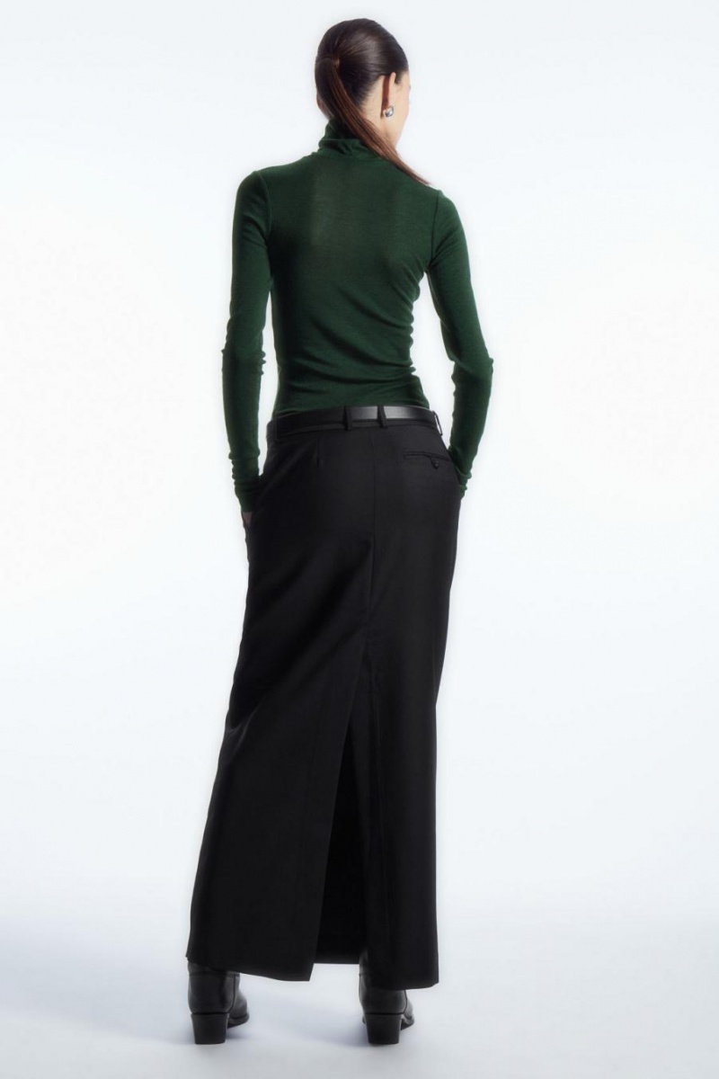 Top COS Merino Lana Turtleneck Mujer Verdes Oscuro | 46098VWKN