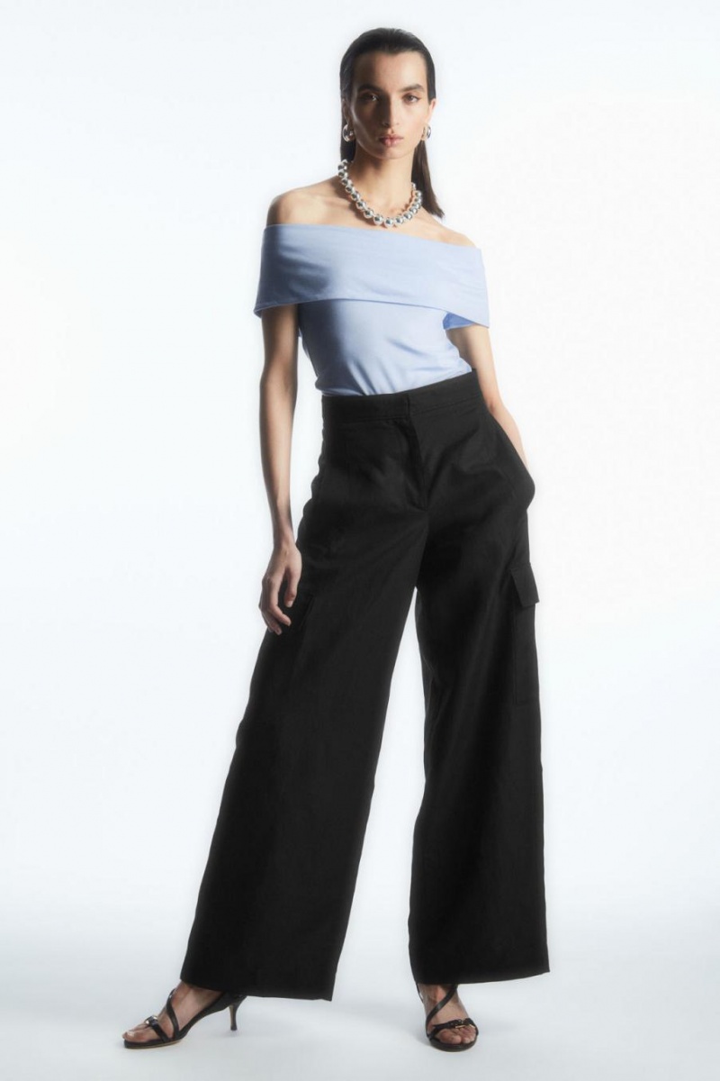 Top COS Off-the-shoulder Jersey Mujer Azules Claro | 50249TLMB