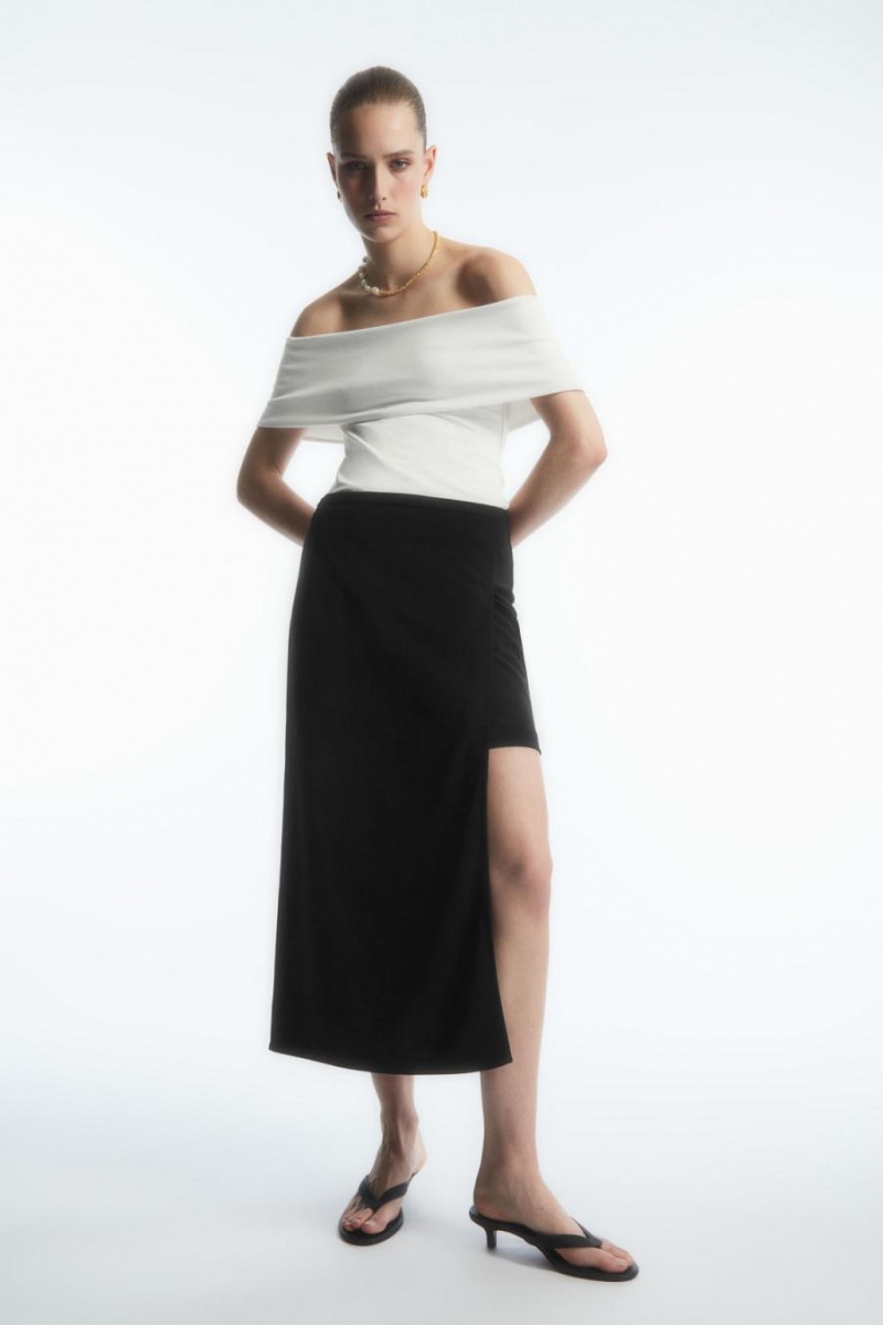 Top COS Off-the-shoulder Jersey Mujer Blancos | 28653XRFI