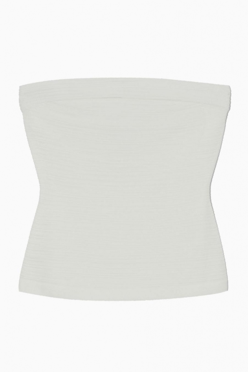 Top COS Textured Bandeau Mujer Blancos | 09623TUPQ