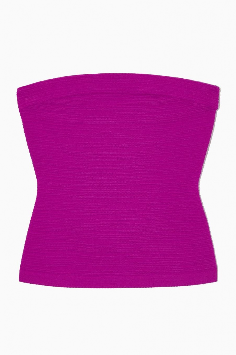 Top COS Textured Bandeau Mujer Morados | 69527NCYQ