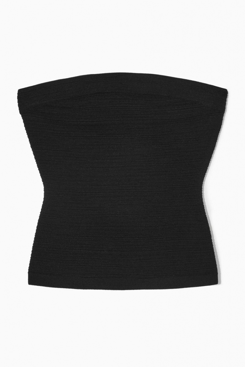 Top COS Textured Bandeau Mujer Negros | 70342PMDB