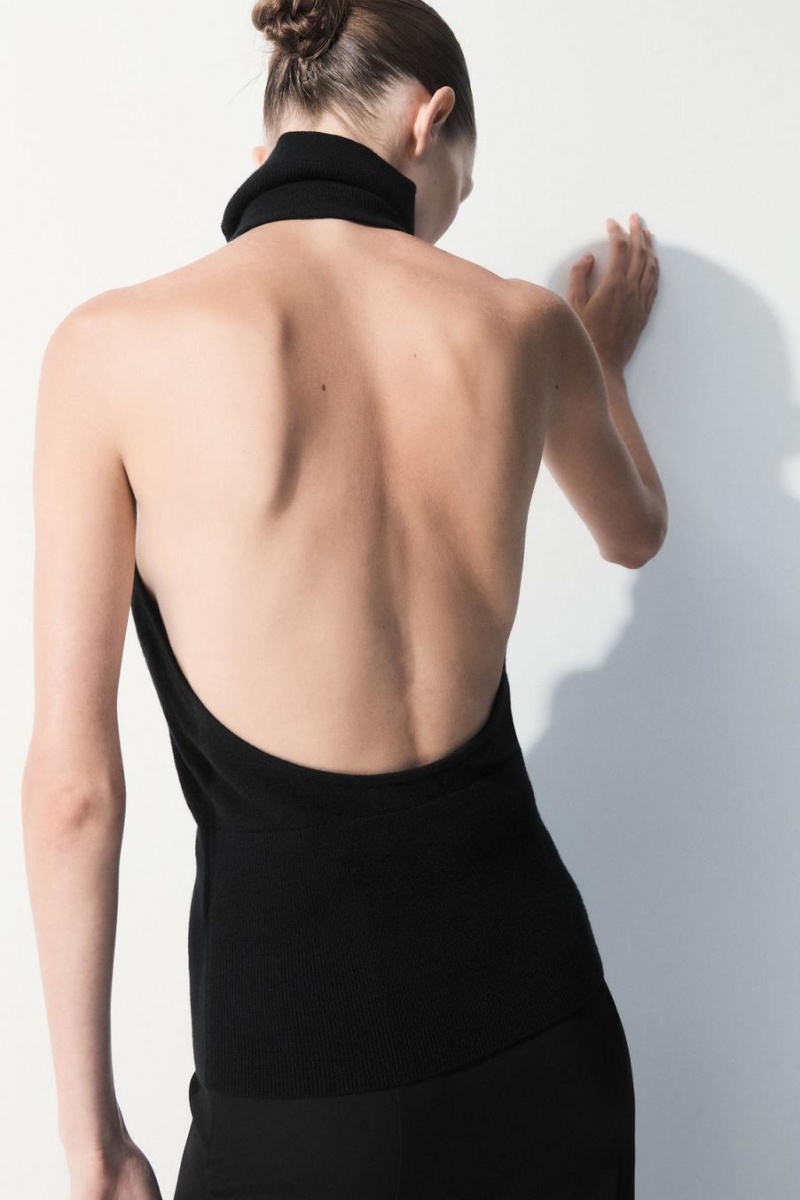 Top COS The Backless Cashmere Mujer Negros | 28673LZIO