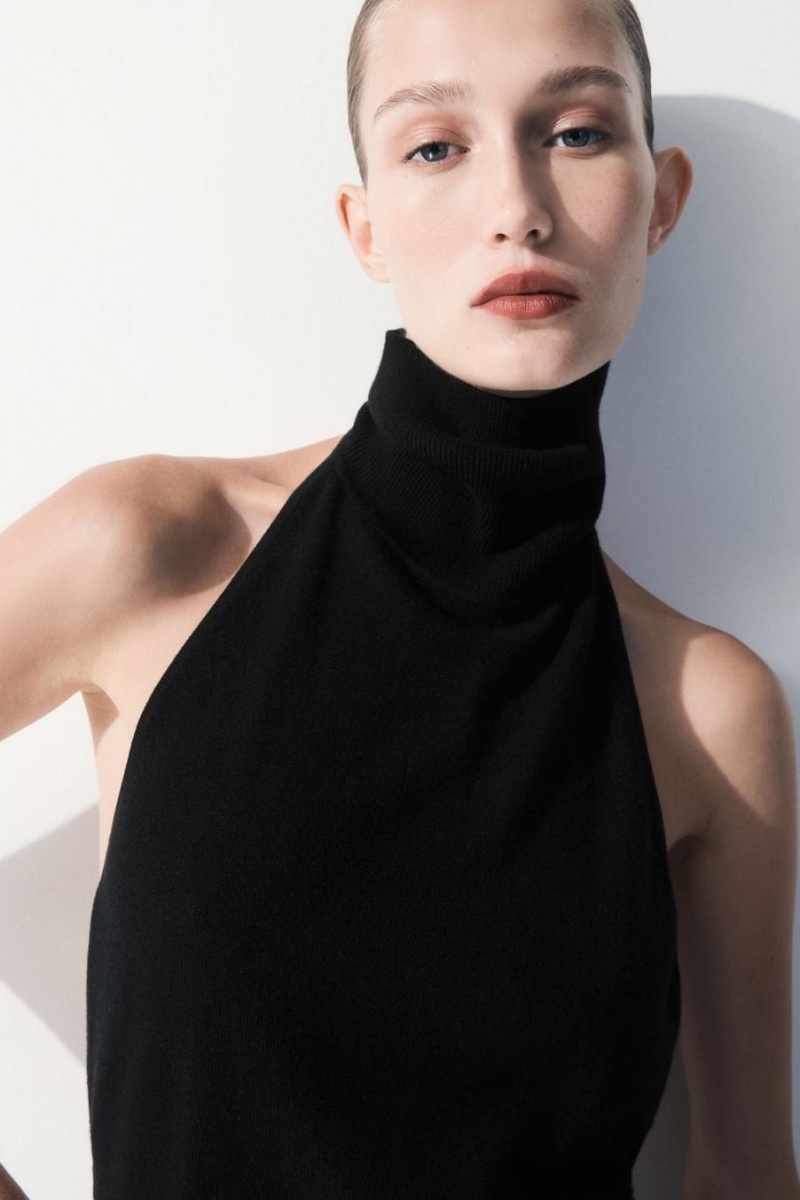 Top COS The Backless Cashmere Mujer Negros | 28673LZIO