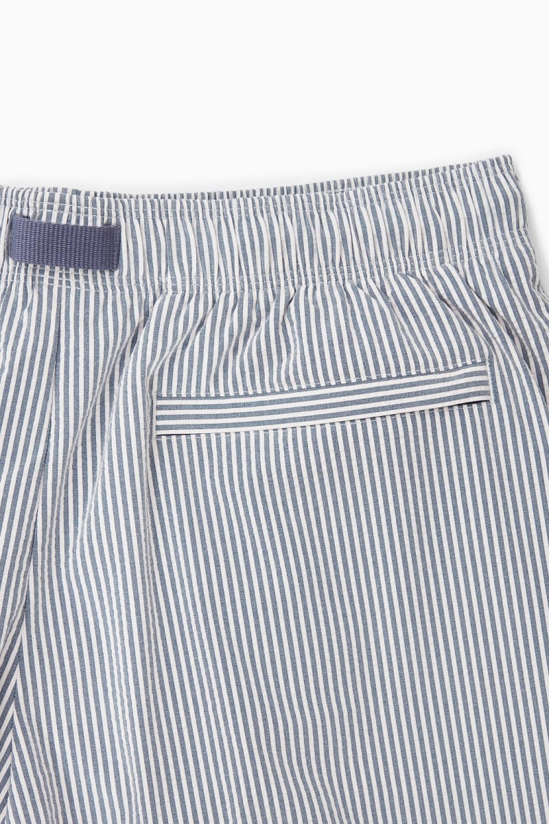 Trajes De Baño COS A Rayas Seersucker Swim Shorts Hombre Azul Marino Blancos | 14567MNDC