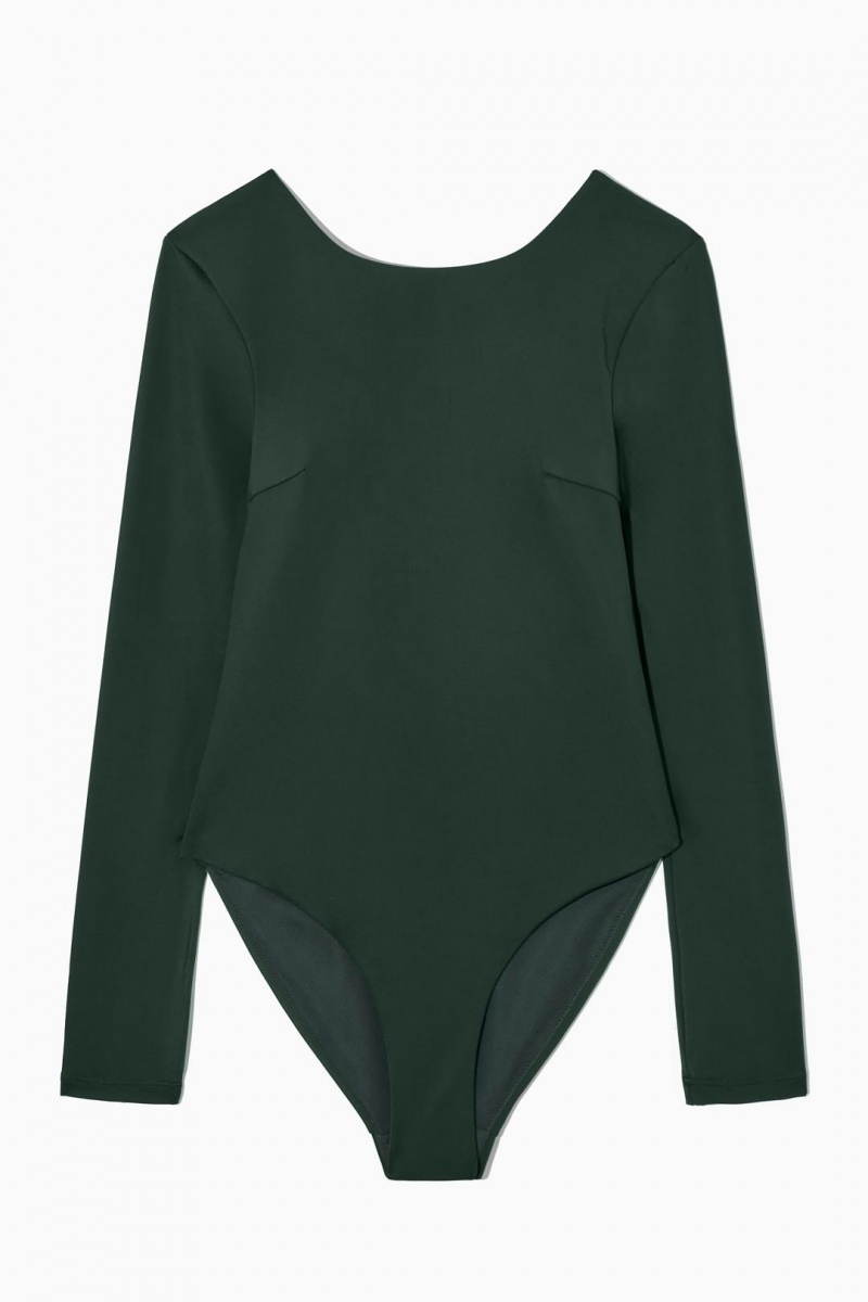 Trajes De Baño COS Open-back Long-sleeved Swimsuit Mujer Verdes Oscuro | 92016QCVD