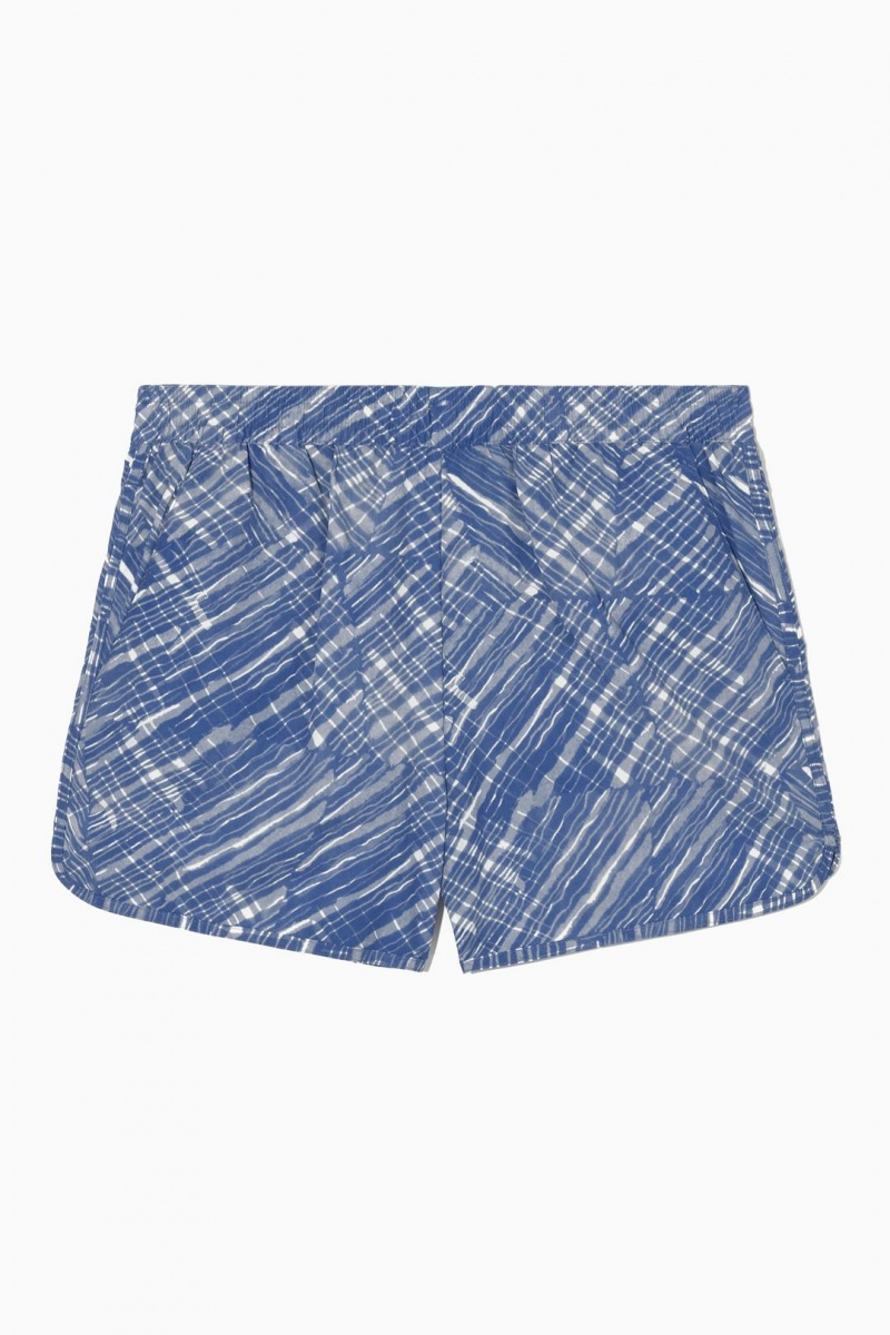 Trajes De Baño COS Printed Packable Swim Shorts Hombre Azules Blancos | 21067KAYN