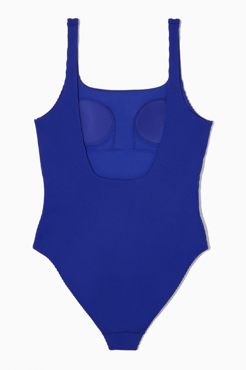 Trajes De Baño COS Square-neck Acanalado Acolchado Swimsuit Mujer Azules Claro | 17923DQWN