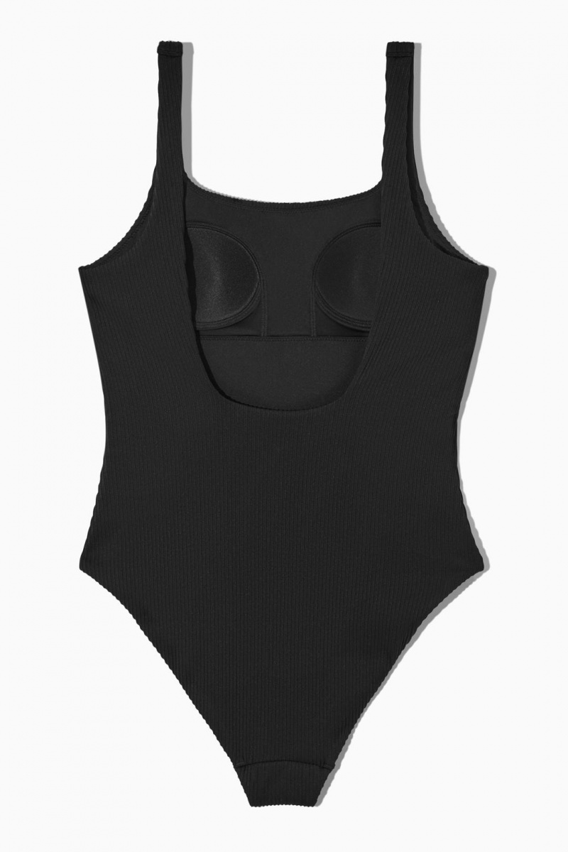 Trajes De Baño COS Square-neck Acanalado Acolchado Swimsuit Mujer Negros | 38745SJDK