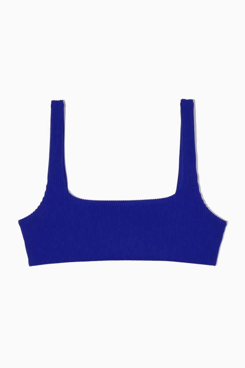 Trajes De Baño COS Square-neck Acanalado Bikini Top Mujer Azules Claro | 76549FSRO