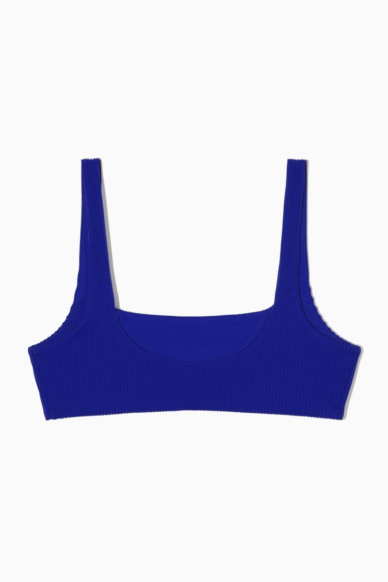 Trajes De Baño COS Square-neck Acanalado Bikini Top Mujer Azules Claro | 76549FSRO