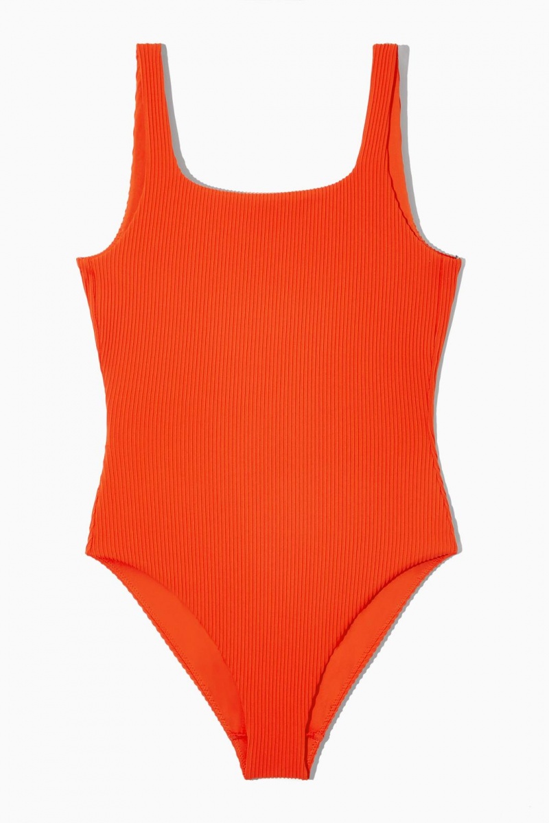 Trajes De Baño COS Square-neck Acanalado Swimsuit Mujer Naranjas | 74685TQRL