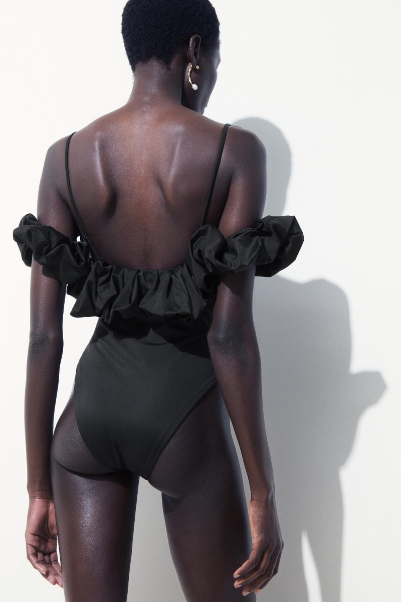 Trajes De Baño COS The Ruffled Swimsuit Mujer Negros | 23506DLKX