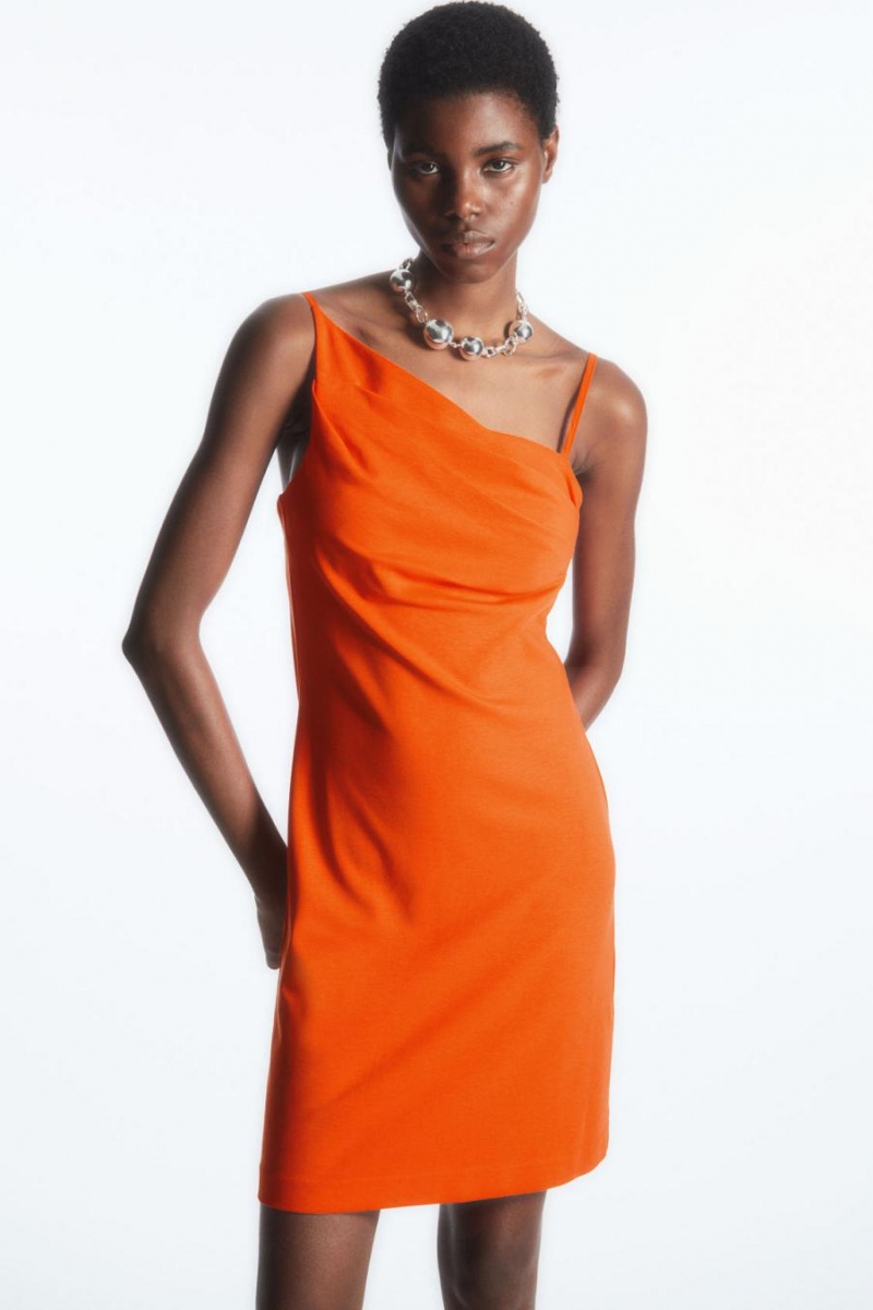 Vestido COS Asymmetric Draped Mini Mujer Naranjas | 54203EWNB