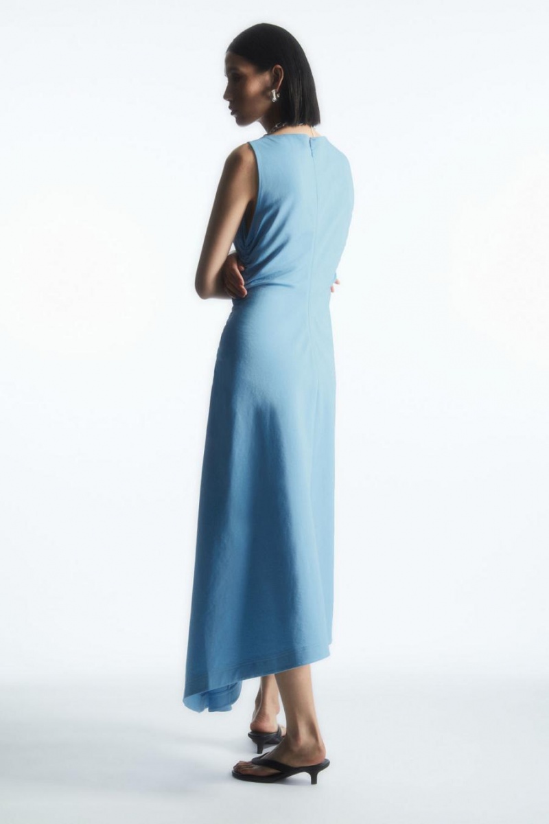 Vestido COS Asymmetric Gathered Midi Mujer Azules Claro | 27619FPLD