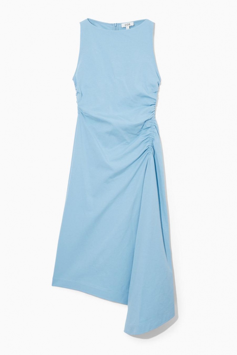 Vestido COS Asymmetric Gathered Midi Mujer Azules Claro | 27619FPLD