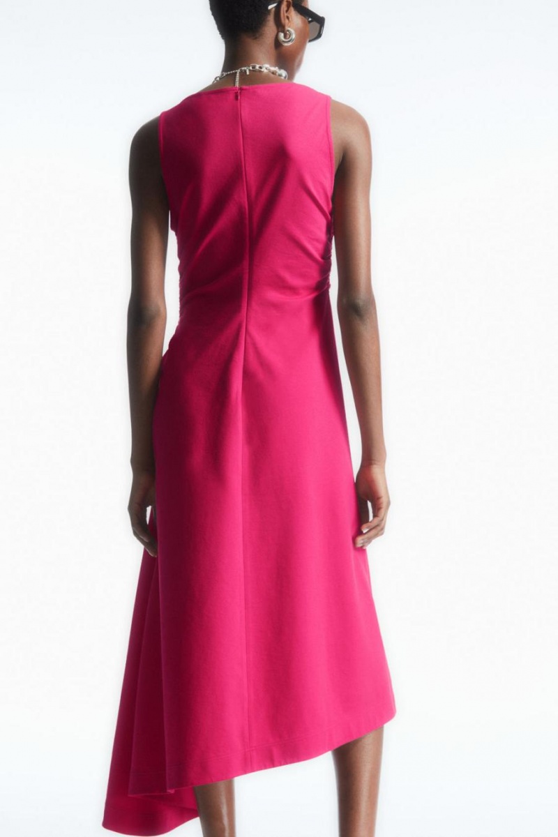 Vestido COS Asymmetric Gathered Midi Mujer Rosas | 26709YPDO