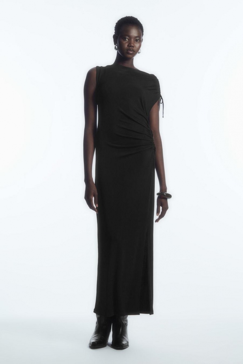 Vestido COS Asymmetric Off-the-shoulder Wrap Mujer Negros | 04529OXLV