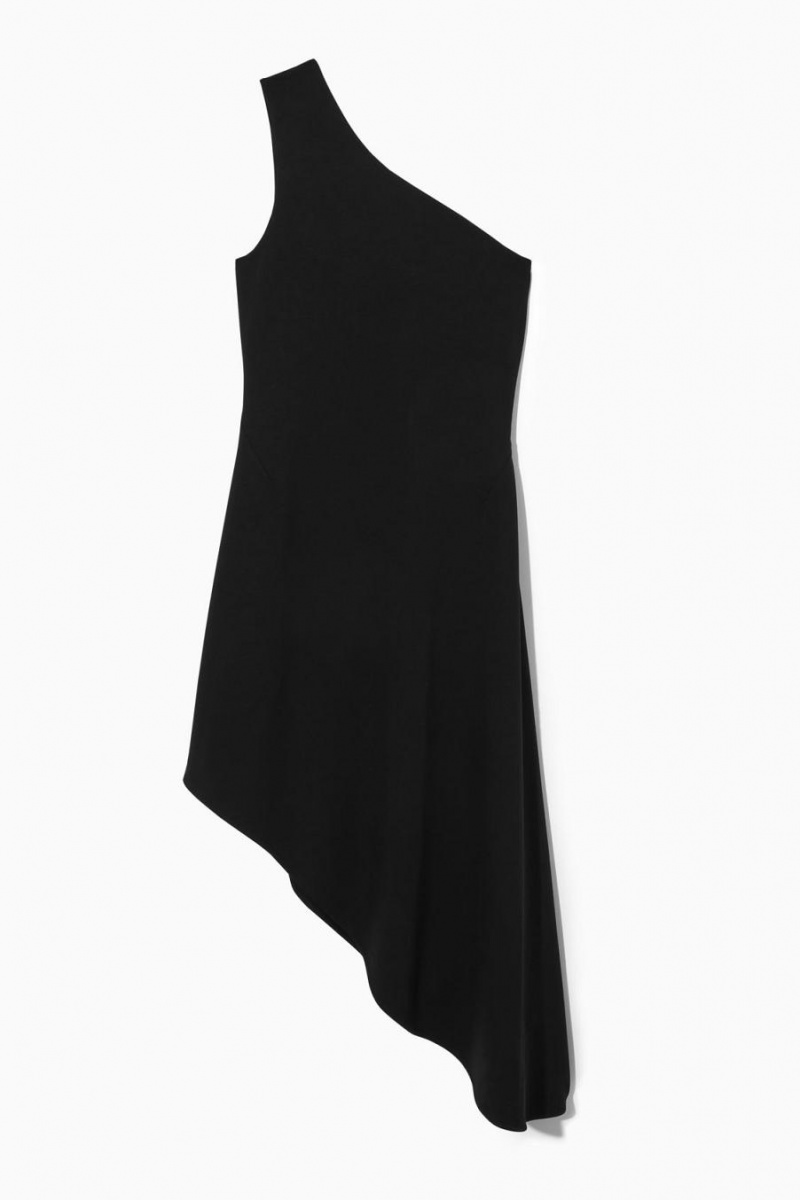 Vestido COS Asymmetric One-shoulder Midi Mujer Negros | 74263HRTQ